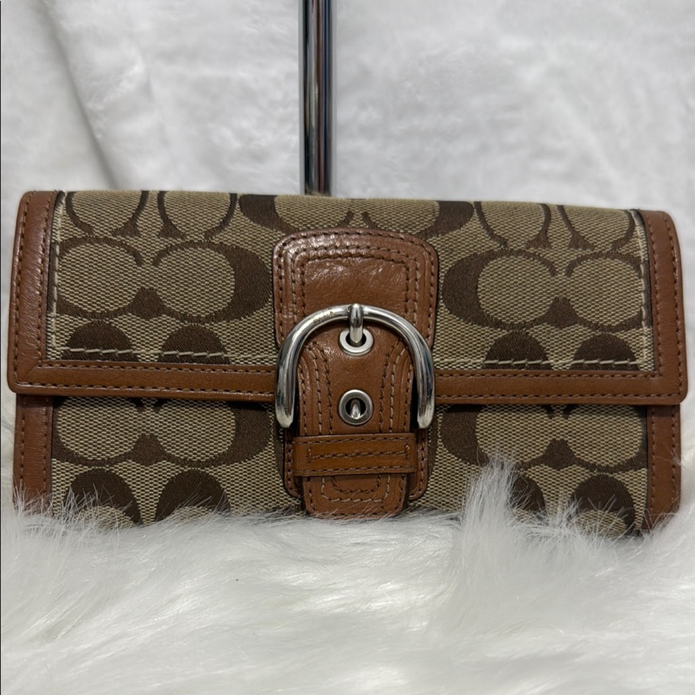 Coach Brown and Tan Monogram Clutch